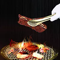 HIGH QUALITY GOLD PLATED STAINLESS STEEL LONG INSULATED HANDLE FOOD TONG - BIG HIGH QUALITY GOLD PLATED STAINLESS STEEL LONG INSULATED HANDLE FOOD TONG - BIG