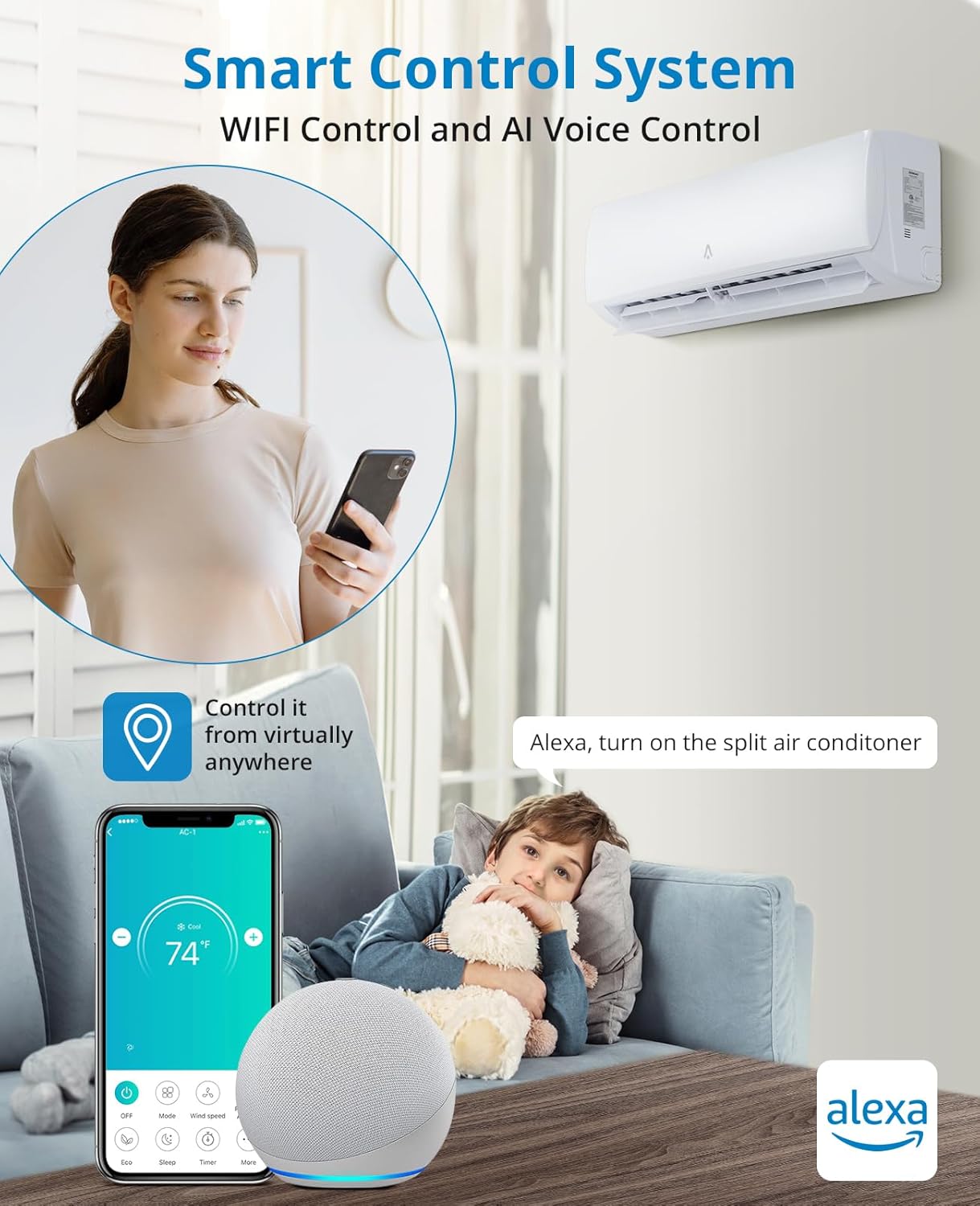 Zstar Mini aire acondicionado dividido de 9,000 Btus