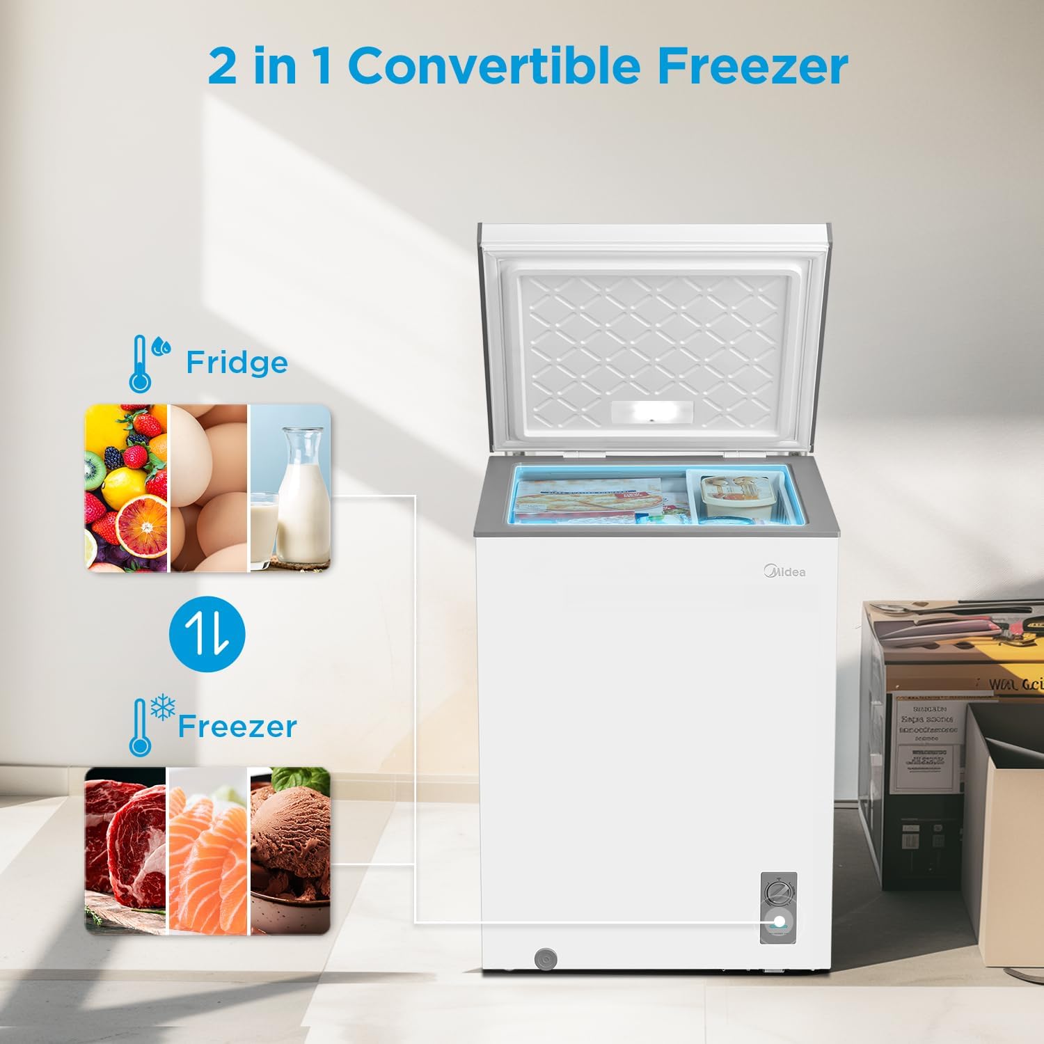 Midea MERC05C4BAWW - Congelador de pecho de 5.1 pies cúbicos