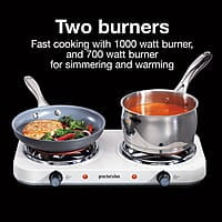 Proctor Silex Cocina eléctrica de doble hornillo con temperatura ajustable Proctor Silex Cocina eléctrica de doble hornillo con temperatura ajustable
