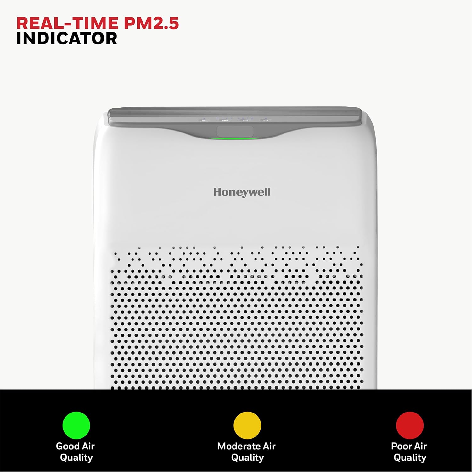 Honeywell Air Touch V2 showing its intuitive control panel and real-time PM2.5 indicator. Honeywell Air Touch V2 showing its intuitive control panel and real-time PM2.5 indicator.