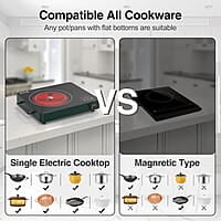 VBGK Cocina eléctrica, estufa eléctrica de 1800 W con 9 niveles