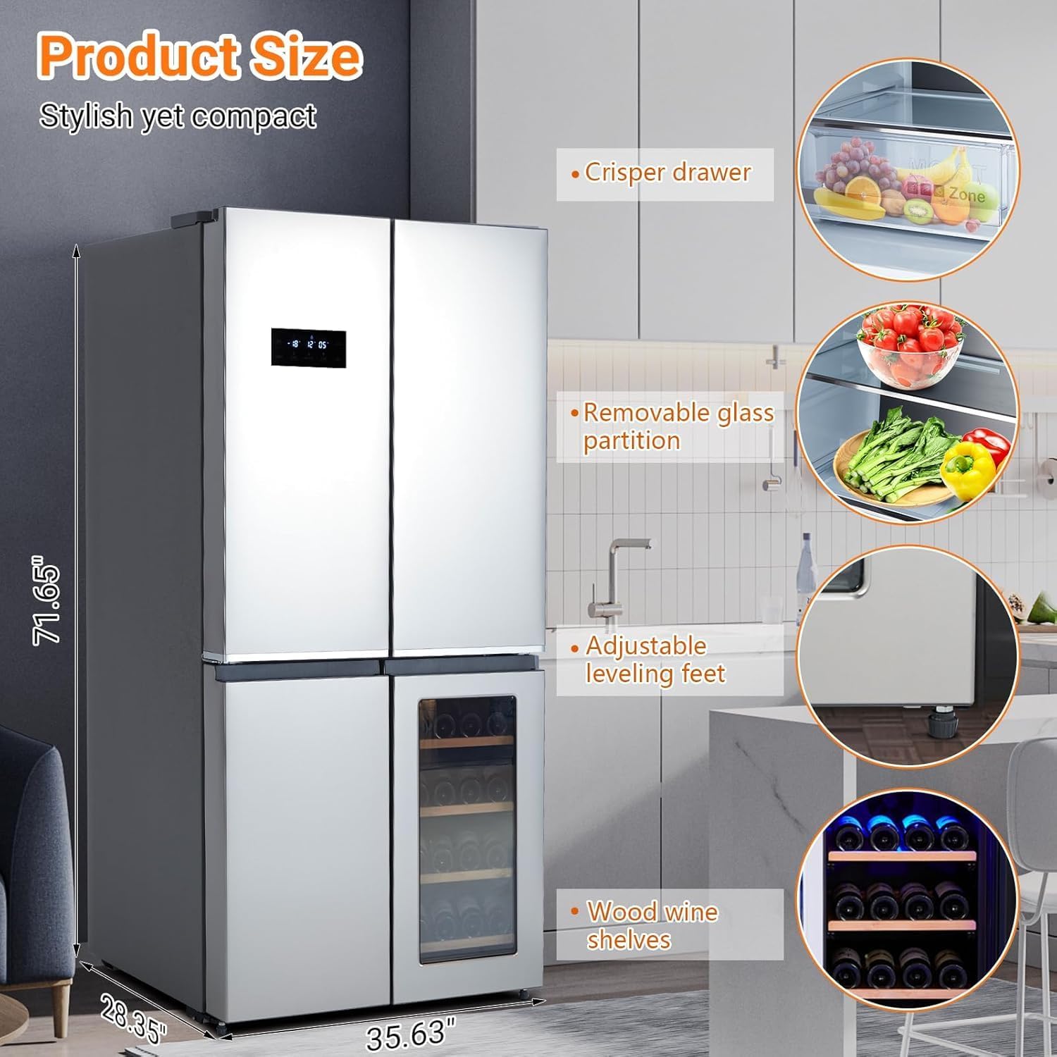 Refrigeradores de acero inoxidable de 21 pies cúbicos