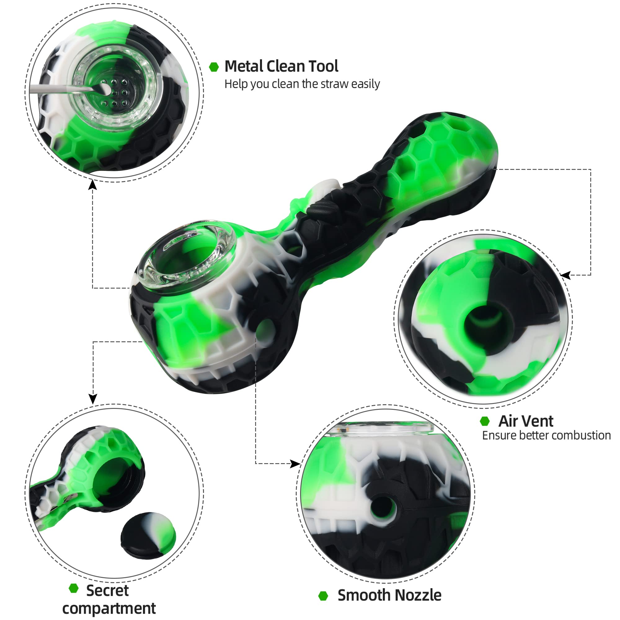 Silicone Hand Pipe With Glass Bowl Silicone Hand Pipe With Glass Bowl