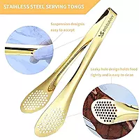 HIGH QUALITY GOLD PLATED STAINLESS STEEL LONG INSULATED HANDLE FOOD TONG - BIG HIGH QUALITY GOLD PLATED STAINLESS STEEL LONG INSULATED HANDLE FOOD TONG - BIG