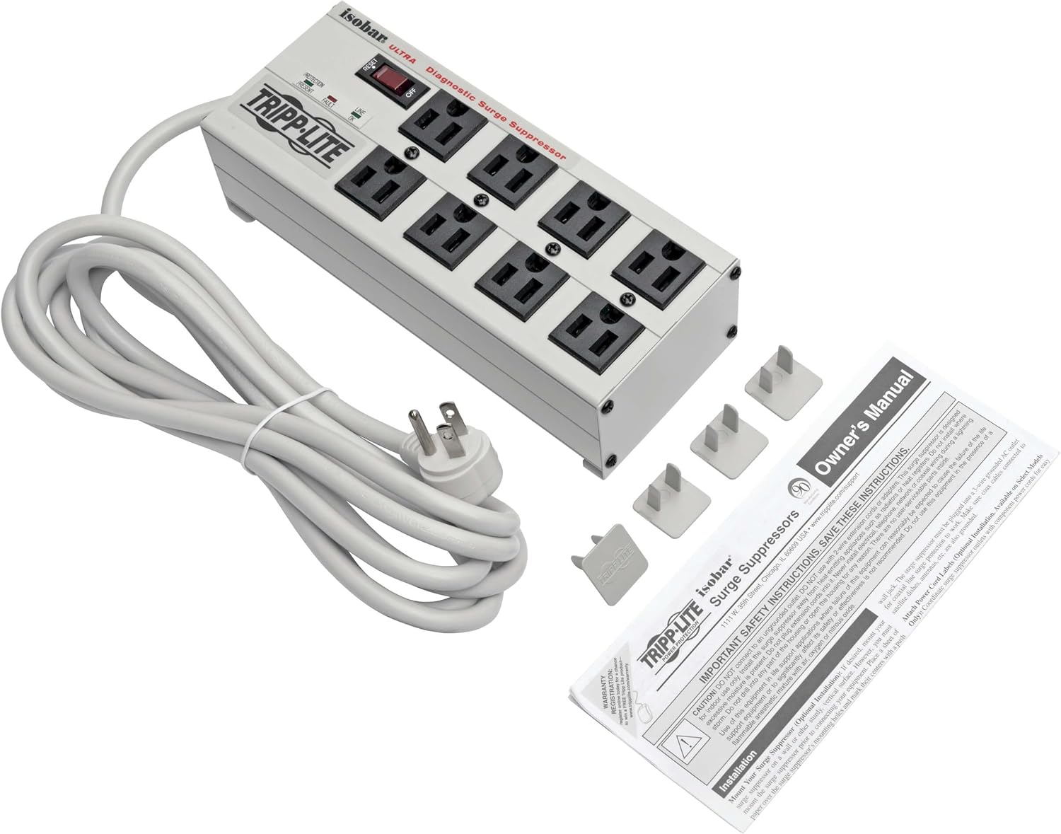 Isobar Surge Protector Metal RJ11 8 Outlet 12-Feet Isobar Surge Protector Metal RJ11 8 Outlet 12-Feet