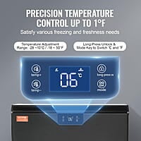Congelador de pecho para garaje de 5.0 pies cúbicos, congelador compacto solo ajustable 7 termostatos y cesta extraíble, ahorro de energía para garaje, sótano, dormitorio, apartamento, cocina