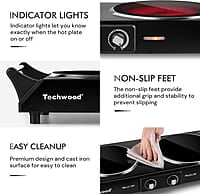 Techwood - Estufa eléctrica de cerámica infrarroja doble de 1800 W