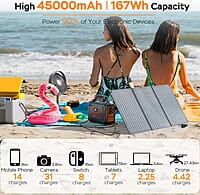 MARBERO Generador solar de 167 Wh, 200 W