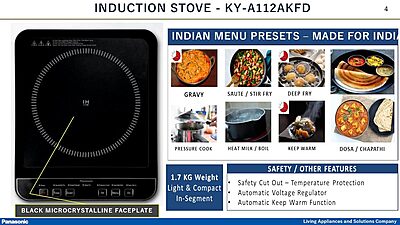 Panasonic induction cooktop placed on kitchen counter for home use Panasonic induction cooktop placed on kitchen counter for home use