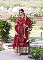 B613: Beautiful Georgette Long Frock 2Pc Sets
