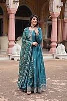 M1202: Beautiful Georgette Squins Embordiary Long Frocks With Duppata