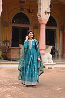 M1202: Beautiful Georgette Squins Embordiary Long Frocks With Duppata