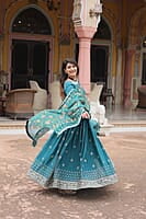 M1202: Beautiful Georgette Squins Embordiary Long Frocks With Duppata