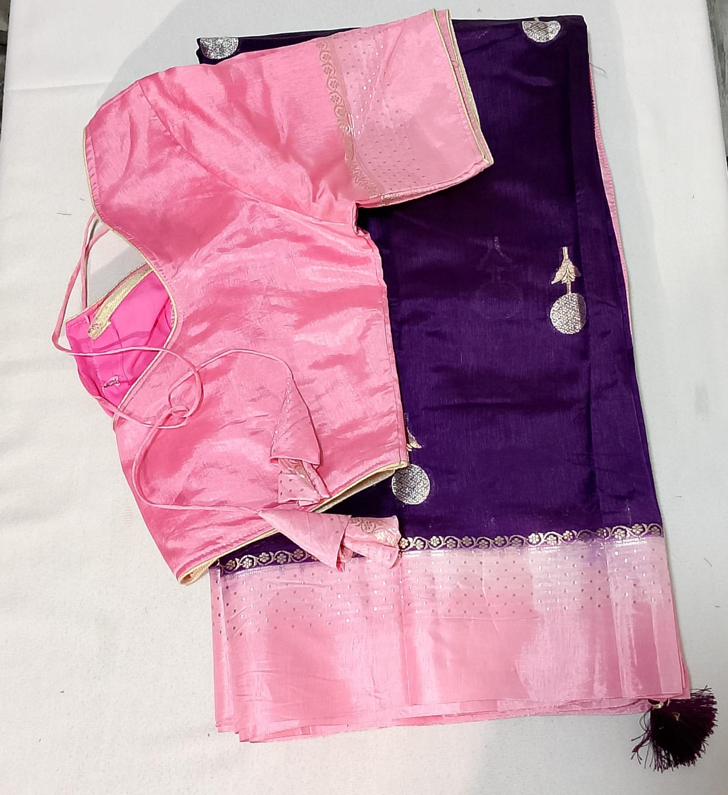 C191: Ready To Ship Beautiful Raw Mango Silk Saree With Stitched Blouse