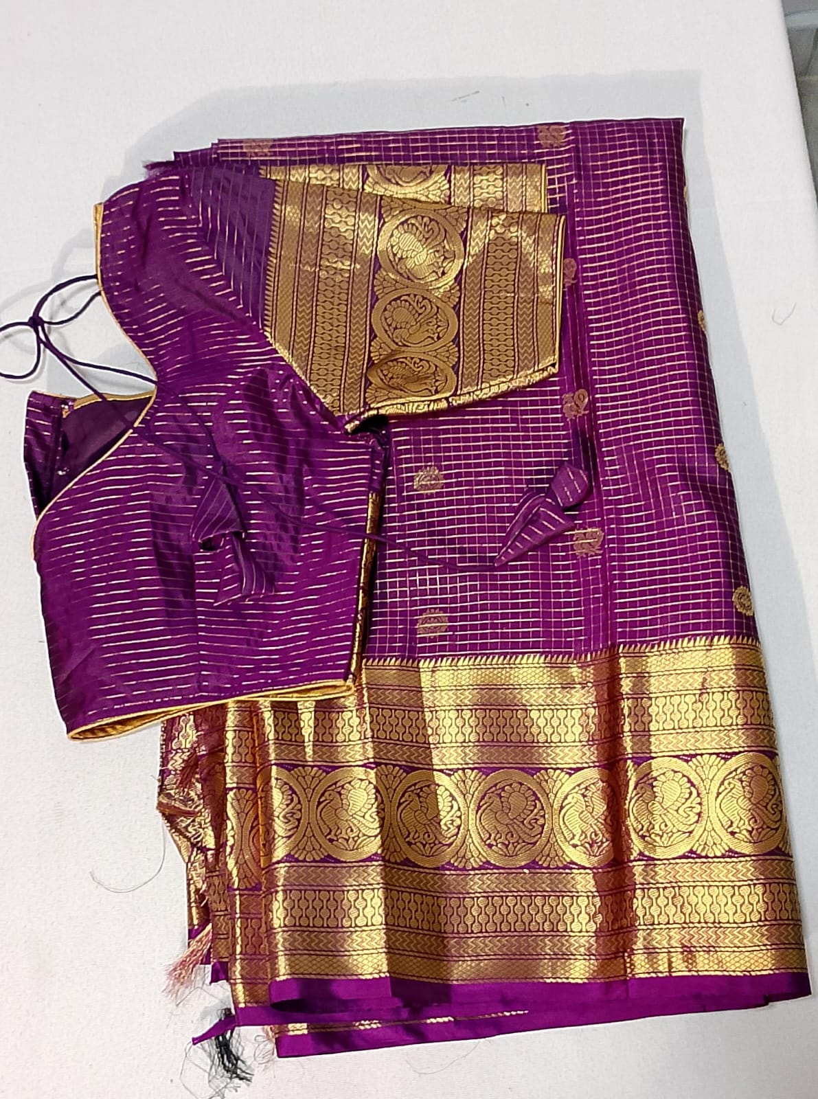 C194: Ready To Ship Beautiful Pure Kanichi Pattu Saree With Stitched Blouse