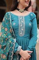 M1202: Beautiful Georgette Squins Embordiary Long Frocks With Duppata