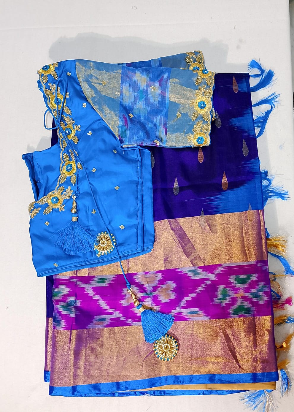 C132: Ready To Ship Beautiful Uppada Silk Saree With Maggam Work Blouse