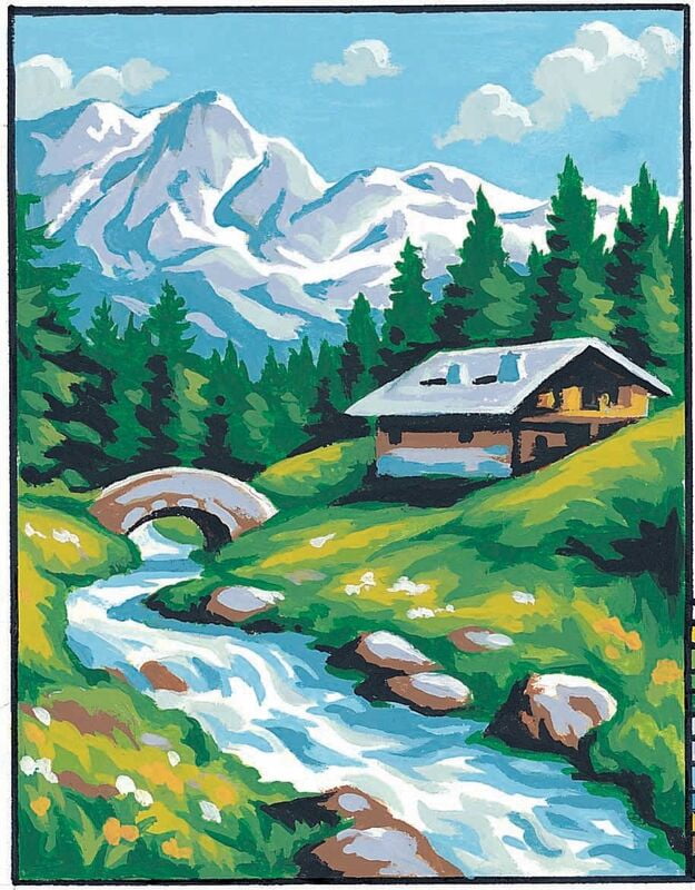 Kit Mezzo Punto Paesaggio di Montagna con Torrente, 17354 Kit Mezzo Punto Paesaggio di Montagna con Torrente, 17354