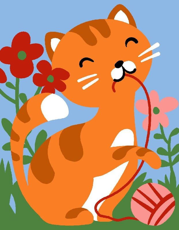 Kit ricamo da bambini con gattino e gomitolo, 20367 Kit ricamo da bambini con gattino e gomitolo, 20367
