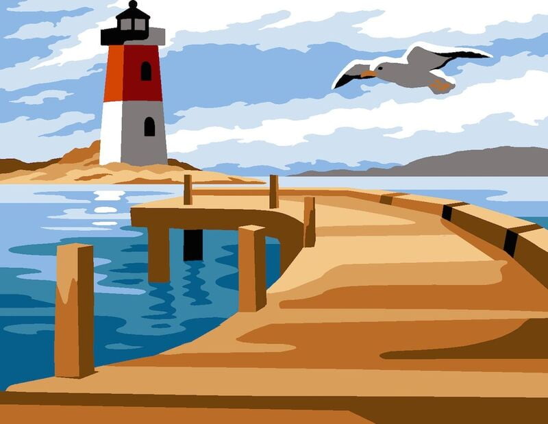 Il Molo con Faro e Gabbiano - Kit piccolo Mezzo Punto Il Molo con Faro e Gabbiano - Kit piccolo Mezzo Punto