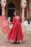 M1202: Beautiful Georgette Squins Embordiary Long Frocks With Duppata