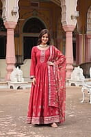 M1202: Beautiful Georgette Squins Embordiary Long Frocks With Duppata
