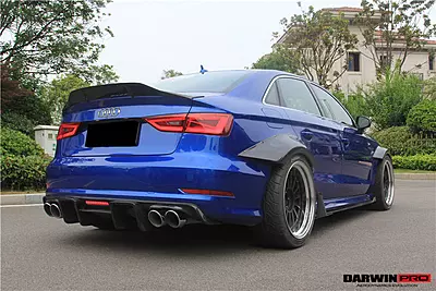 2013–2016 Audi S3 / A3 S-Line Sedan BKSS Style Rear Diffuser with LED Light
