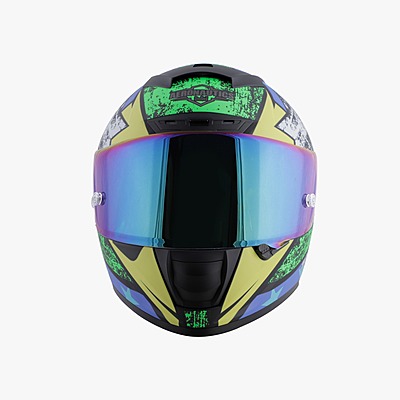STEELBIRD SA-2 STAR MATT BLACK/GREEN C/V 580 MM WITH EXTRA VISOR (SH)
