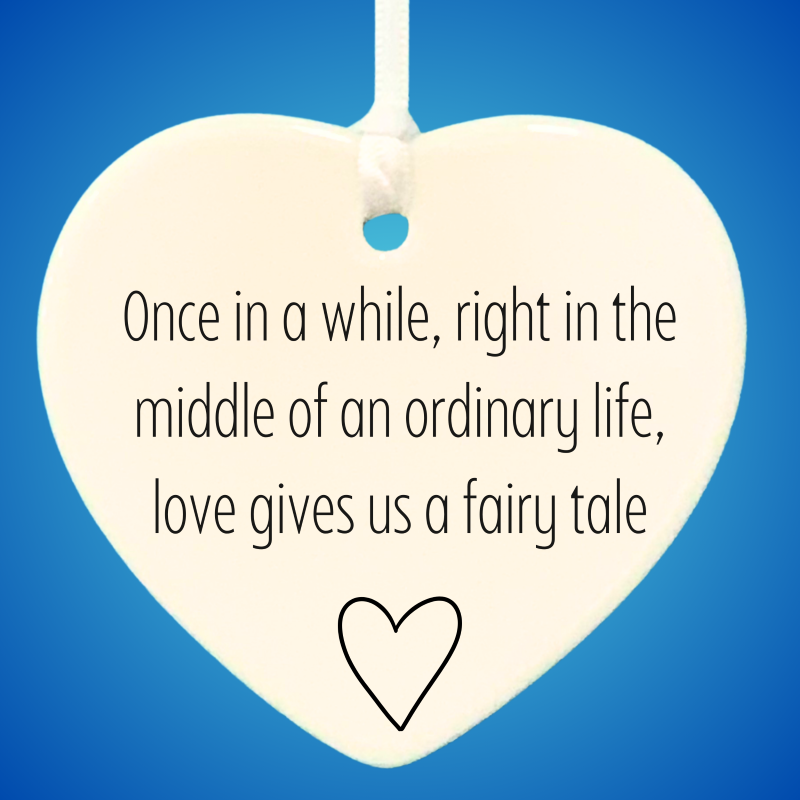 3" Heart Ceramic Ornament – Once In A While- Romantic Keepsake Engagement, Wedding, or Anniversary