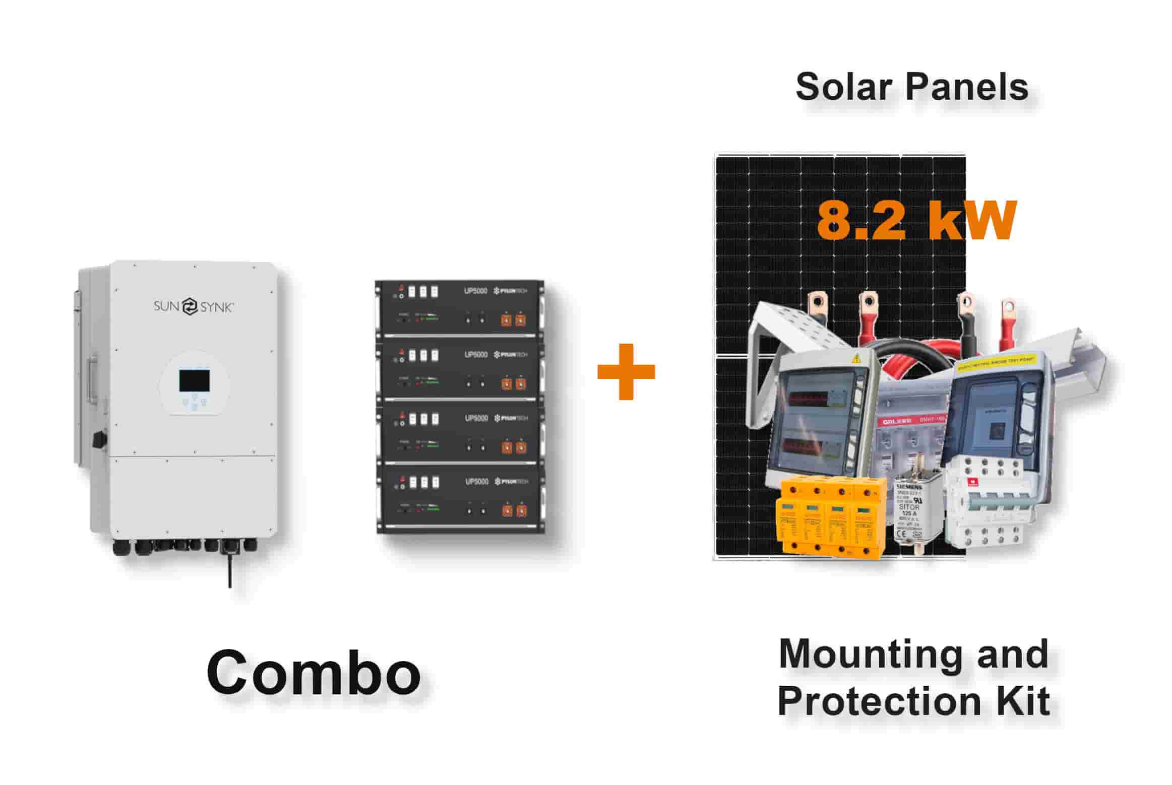 12.0 kW SUNSYNK 3-Phase Hybrid - PYLONTECH Combo, c/w 4x 4.8 kWh Lithium Batteries