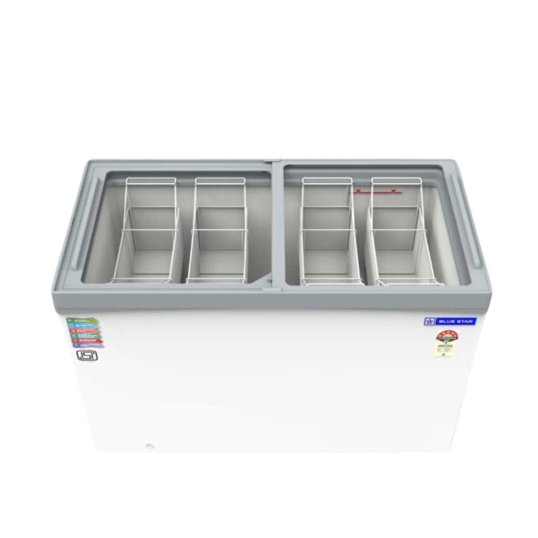 Interior View of Blue Star 410 Litre Deep Freezer with Ample Storage Space Interior View of Blue Star 410 Litre Deep Freezer with Ample Storage Space