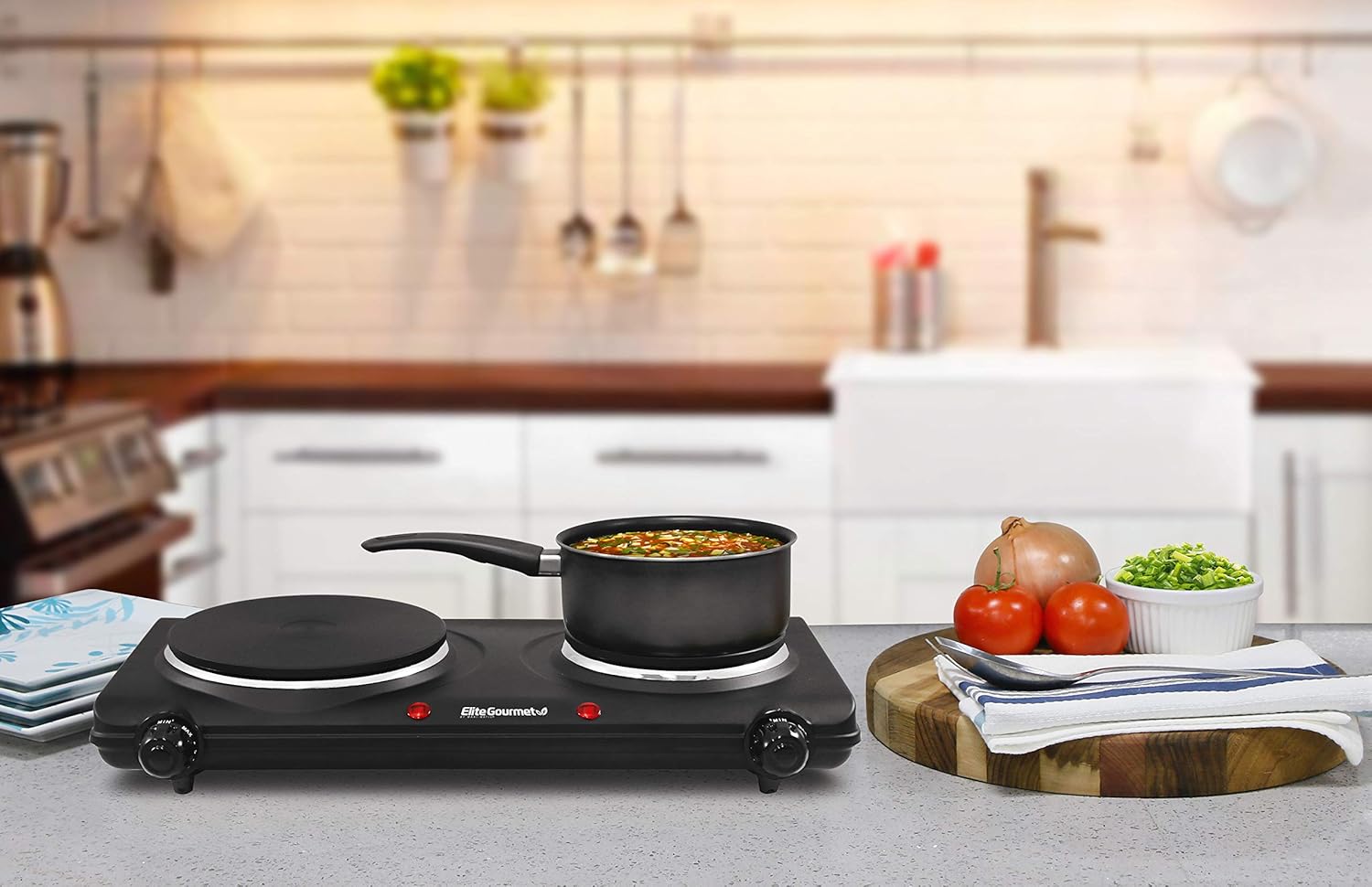 Elite Cuisine anafe eléctrico con control de doble temperatura Elite Cuisine anafe eléctrico con control de doble temperatura
