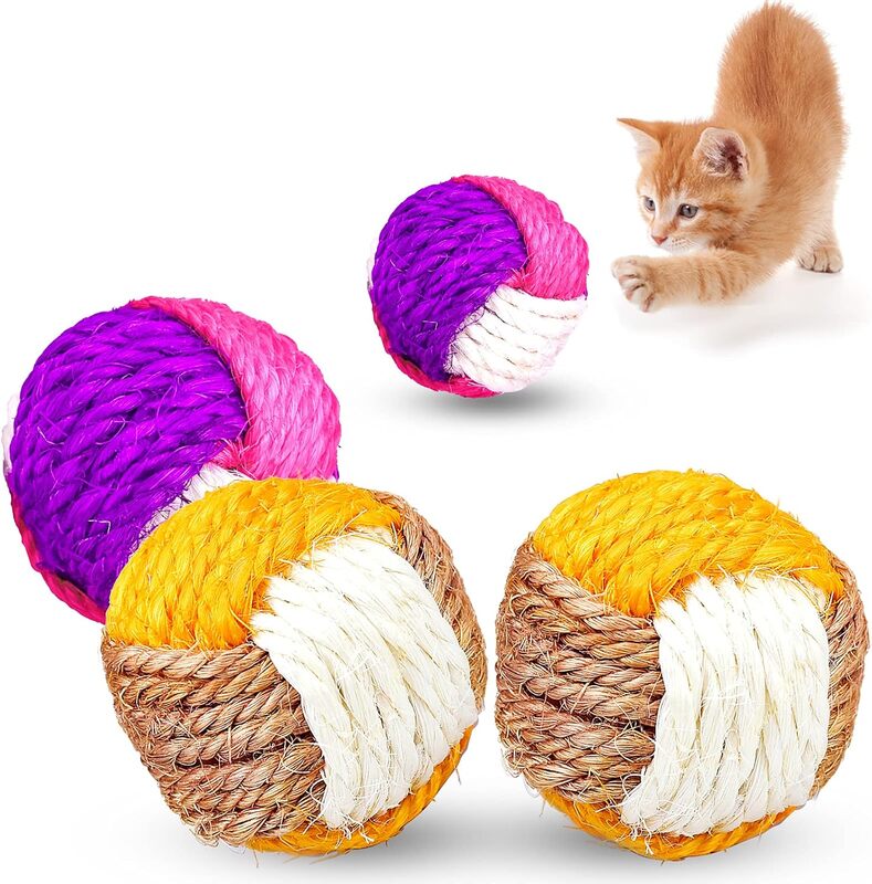 Cat Toy - Sisal Balls 4.5 cm 2 PK - Assorted Colours