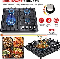 FORIMO Placa de cocina de gas de 22 pulgadas y 4 quemadores
