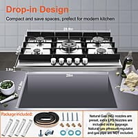Placa de cocina de gas de 30 pulgadas con 5 quemadores