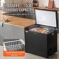 Congelador de pecho para garaje de 5.0 pies cúbicos, congelador compacto solo ajustable 7 termostatos y cesta extraíble, ahorro de energía para garaje, sótano, dormitorio, apartamento, cocina