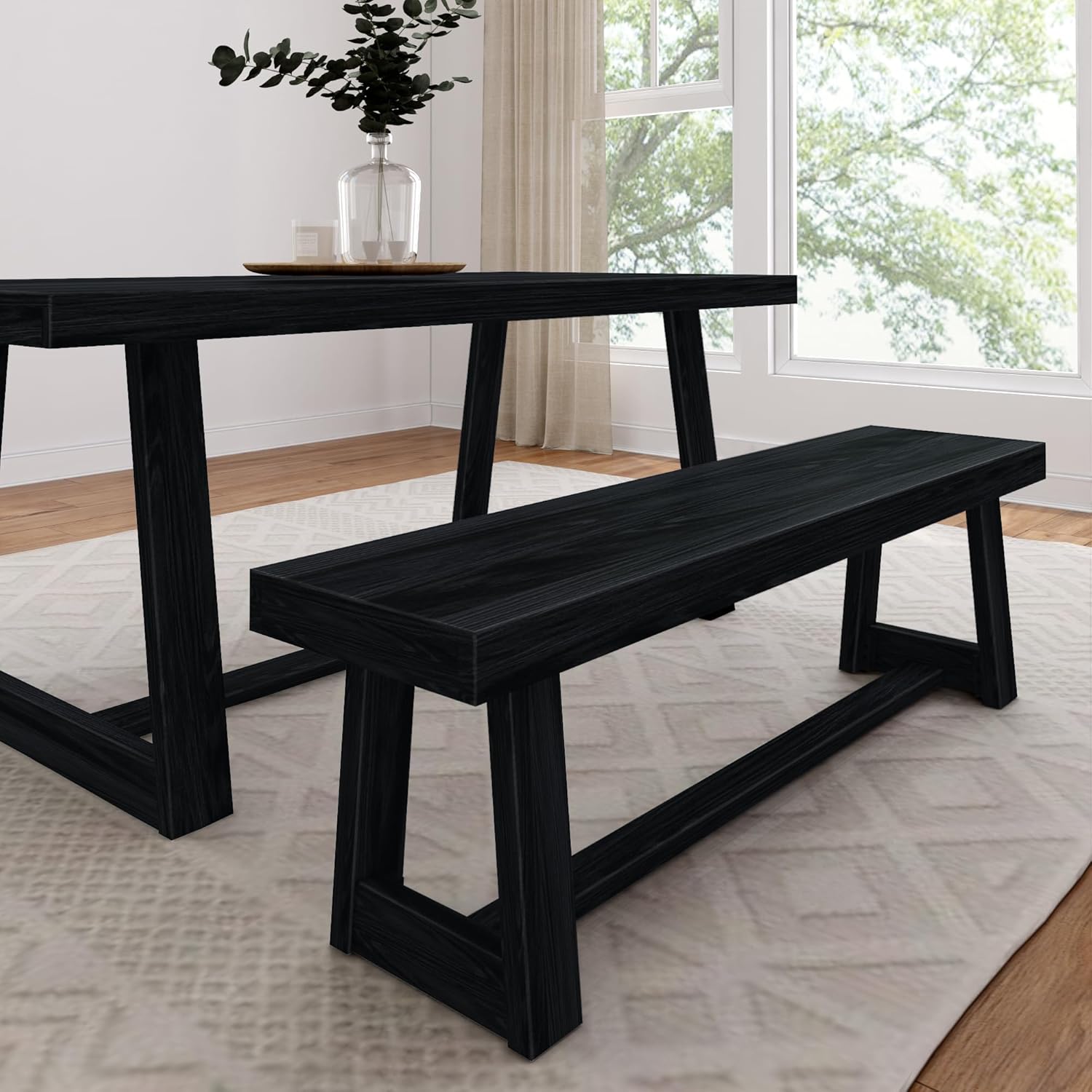 Solid Wood 60 Farmhouse Dining Bench – Walnut Wirebrush Finish Solid Wood 60 Farmhouse Dining Bench – Walnut Wirebrush Finish