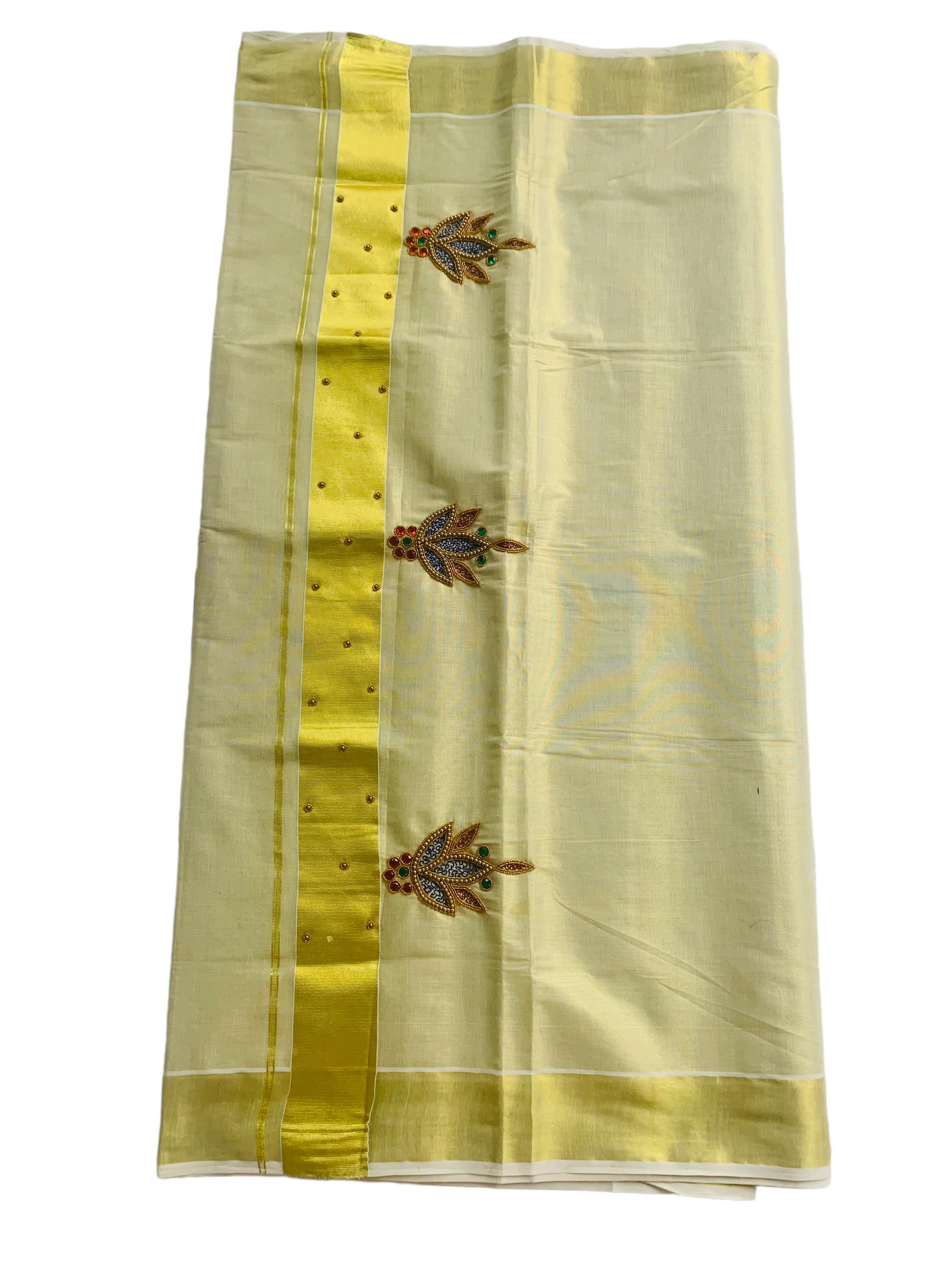 Kuthampully Kerala Kasavu Saree Tissue | Traditional South Indian Saree | Designer Indian Saree | Onam Saree - EKM-810 (Blue)