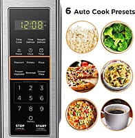 BLACK+DECKER Horno de microondas digital compacto de 700 vatios de 0.7 pies cúbicos, iluminación LED, cerradura para niños, acero inoxidable