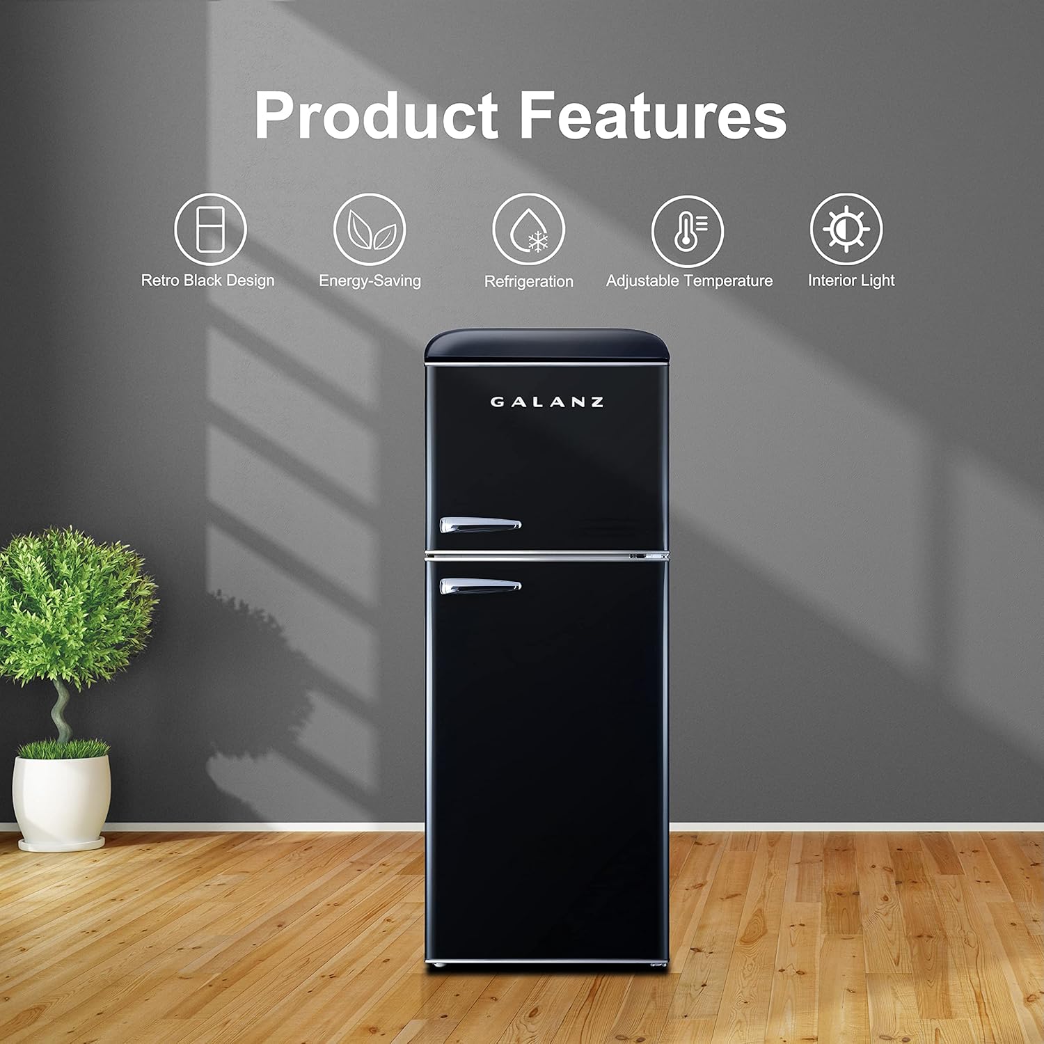 Galanz - Refrigerador compacto retro con congelador