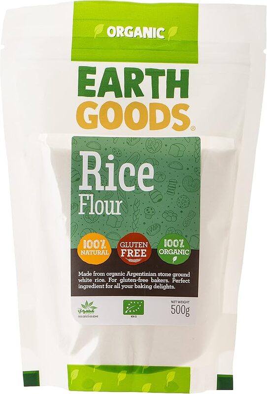 EARTH GOODS - RICE FLOUR GLUTEN FREE (15866) NET WT 500G. دقيق الأرز خالي من الغلوتين. صافي الوزن 500 جرام EARTH GOODS - RICE FLOUR GLUTEN FREE (15866) NET WT 500G. دقيق الأرز خالي من الغلوتين. صافي الوزن 500 جرام