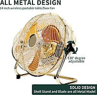 Ventilador de piso recargable solar portátil de 14 pulgadas, 15600 mAh 20 W, ventilador de panel solar alimentado por batería para campamento al aire libre, inclinación de 360°