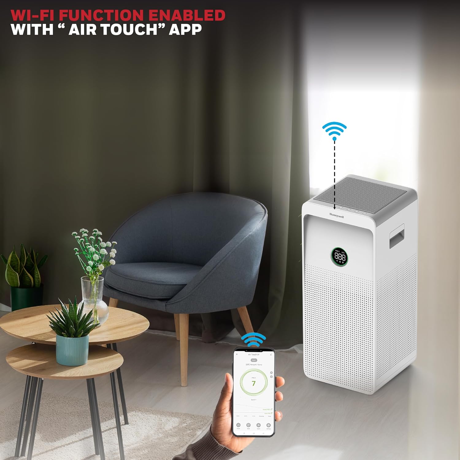 The Honeywell Air Touch U1 operating silently in Sleep Mode in a master bedroom. The Honeywell Air Touch U1 operating silently in Sleep Mode in a master bedroom.