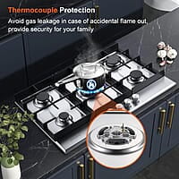Placa de cocina de gas de 30 pulgadas con 5 quemadores