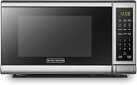 BLACK+DECKER Horno de microondas digital compacto de 700 vatios de 0.7 pies cúbicos, iluminación LED, cerradura para niños, acero inoxidable