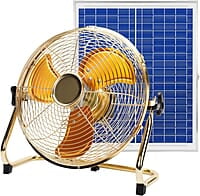 Ventilador de piso recargable solar portátil de 14 pulgadas, 15600 mAh 20 W, ventilador de panel solar alimentado por batería para campamento al aire libre, inclinación de 360°