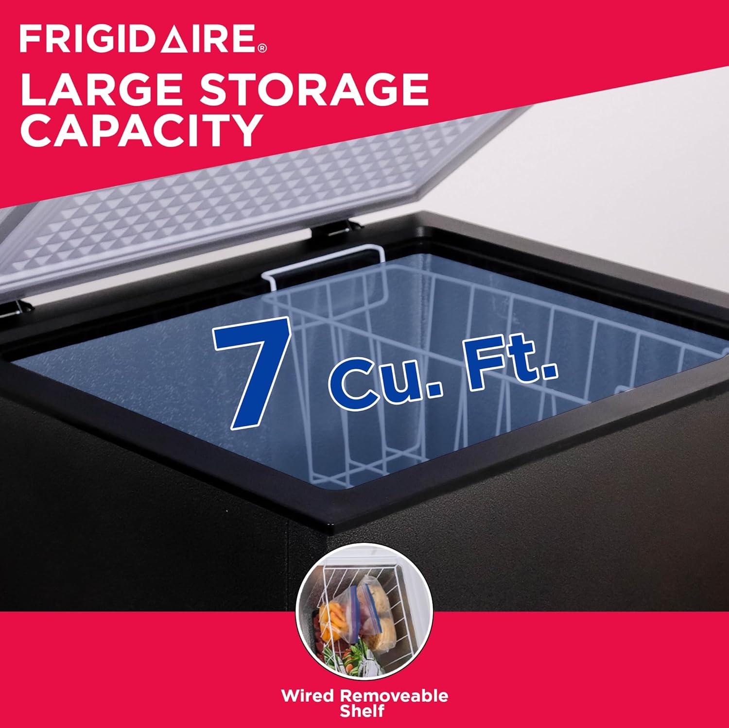 Frigidaire Congelador profundo de pecho, capacidad de 7 pies cúbicos