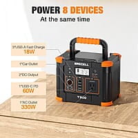 GRECELL- Central eléctrica portátil 300 W, generador solar 288 Wh