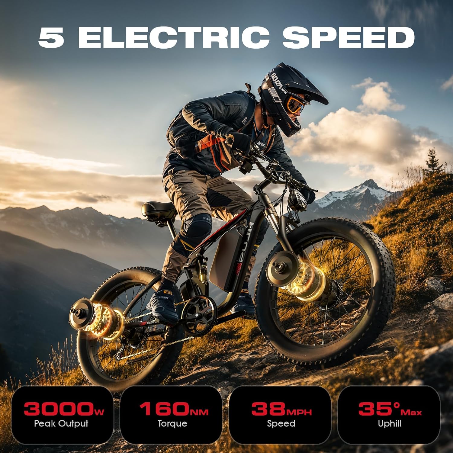 Bicicleta eléctrica Peak de 3000 W con motor doble